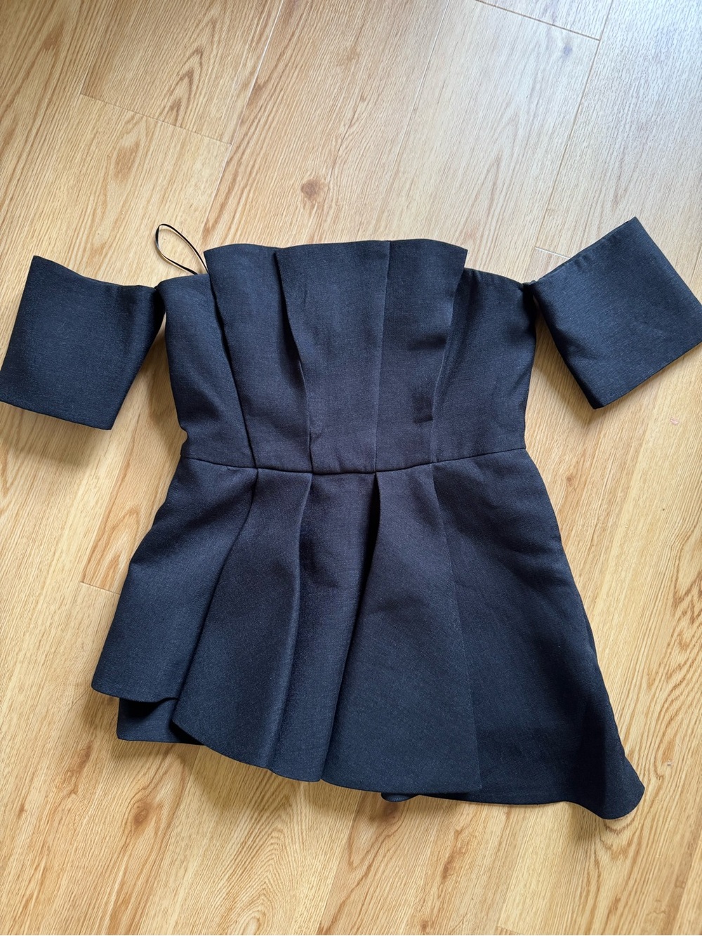 C/MEO Off-Shoulder Black Peplum Top